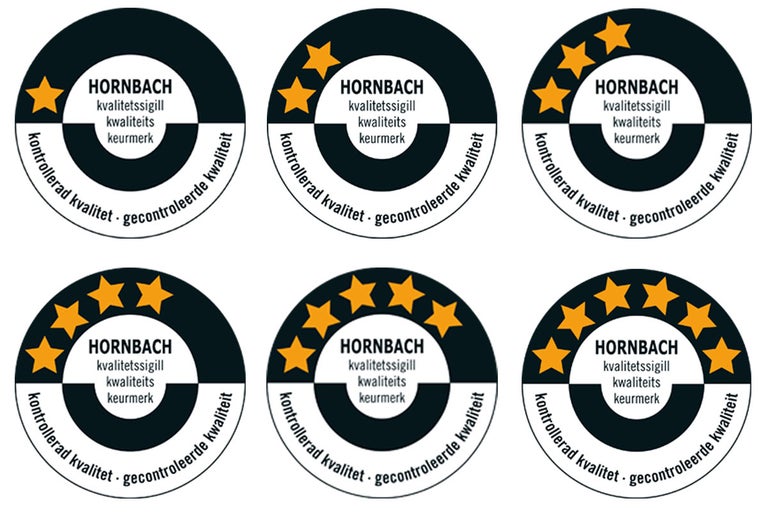 Hornbach kvalitetsstämpel med stjärnor