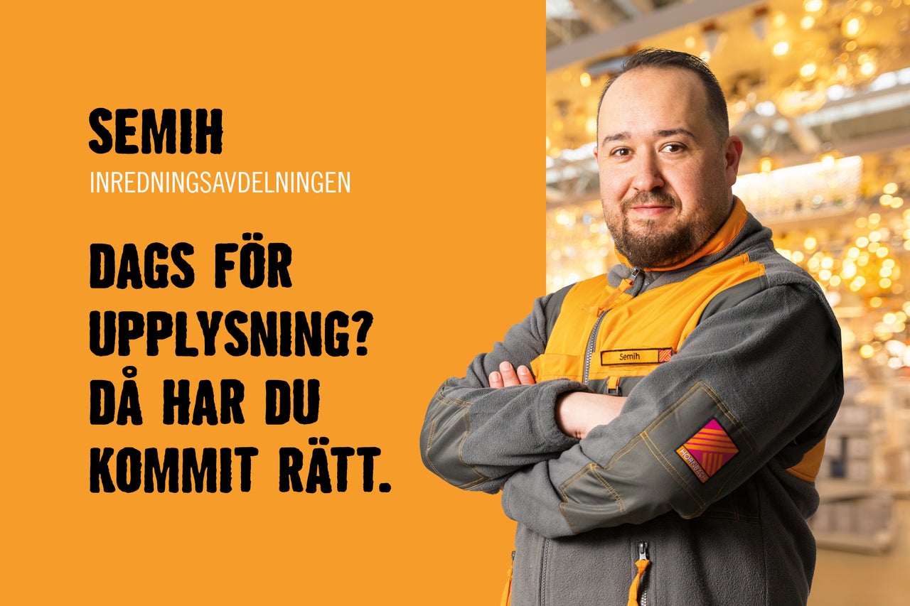 En Hornbach-anställd från belysningsavdelningen.