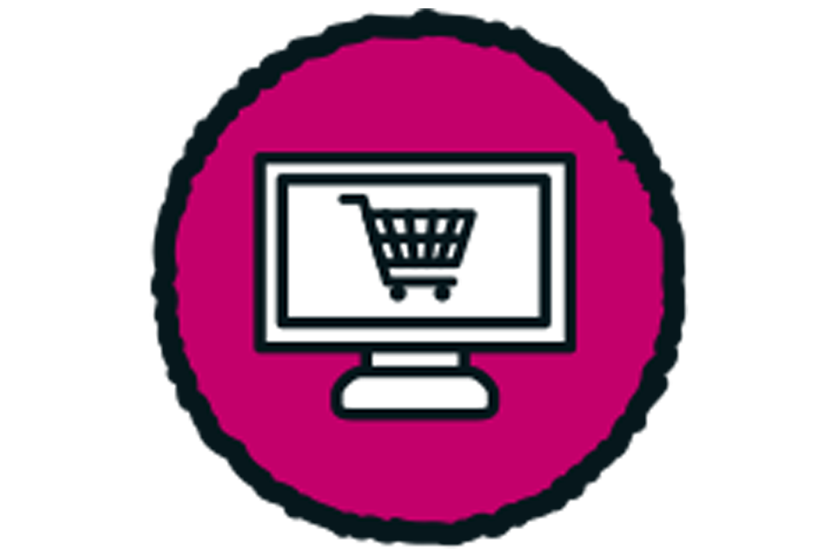 Symbol för online shopping med dator och kundvagn