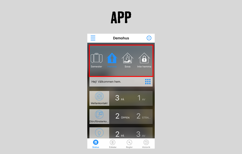 Smart Home App med olika kontrollalternativ