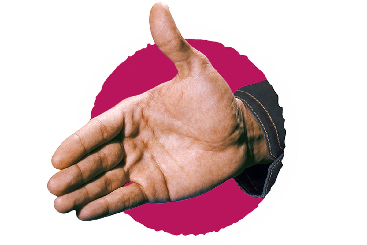 Öppen hand för en handskakning