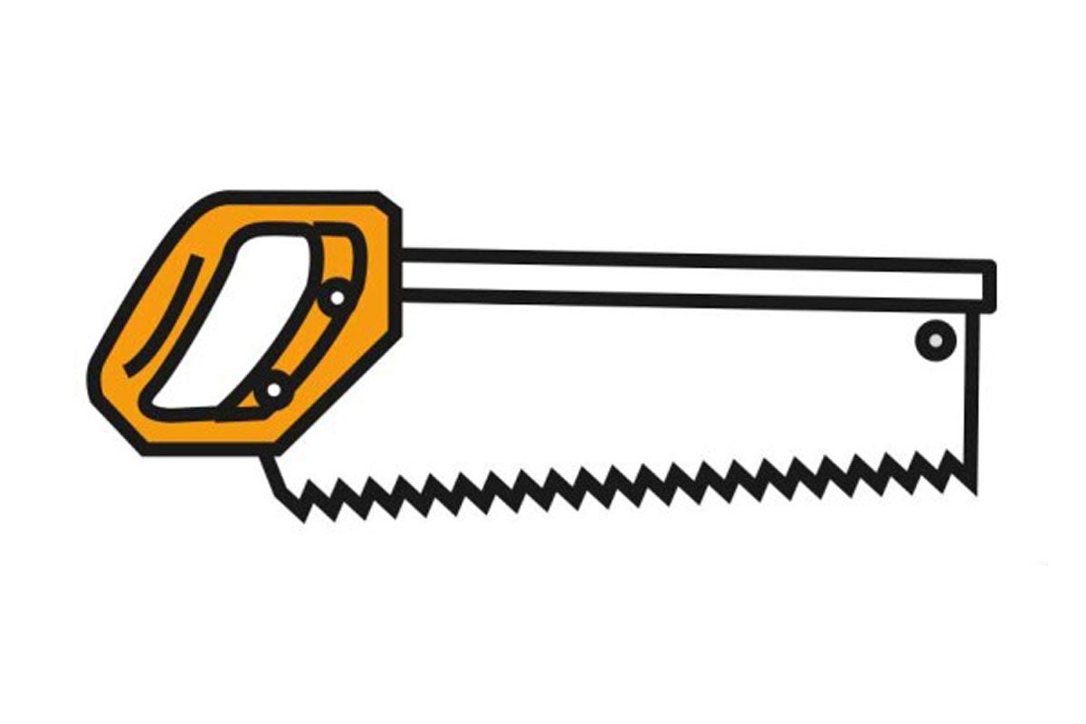 Illustration av en handsåg med handtag