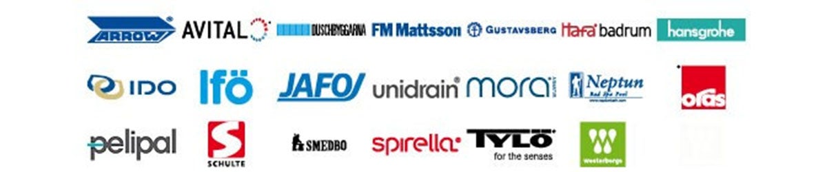 Logotyper för olika märken för badrumsutrustning