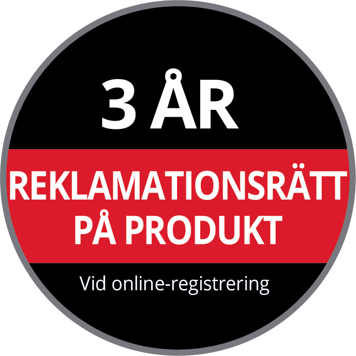 3 års reklamationsrätt på produkt vid online-registrering