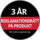 3 års reklamationsrätt på produkt vid online-registrering