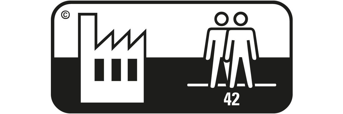 Symbol för efterlevnad av uppförandekoden på produktionsplatsen, kod 42