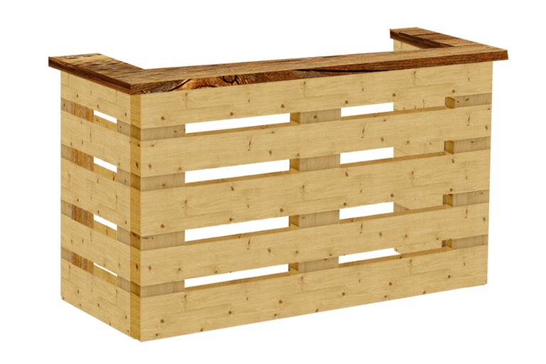 Bar av trä med träskiva