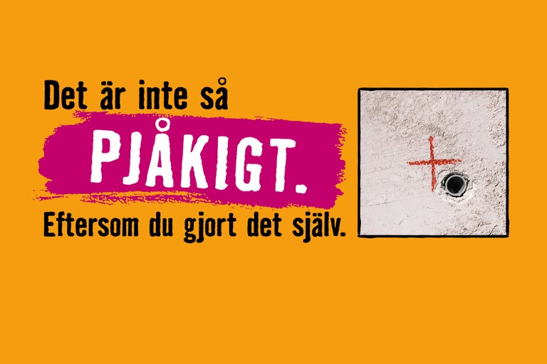 Motiv med text ovanför ett väggborr