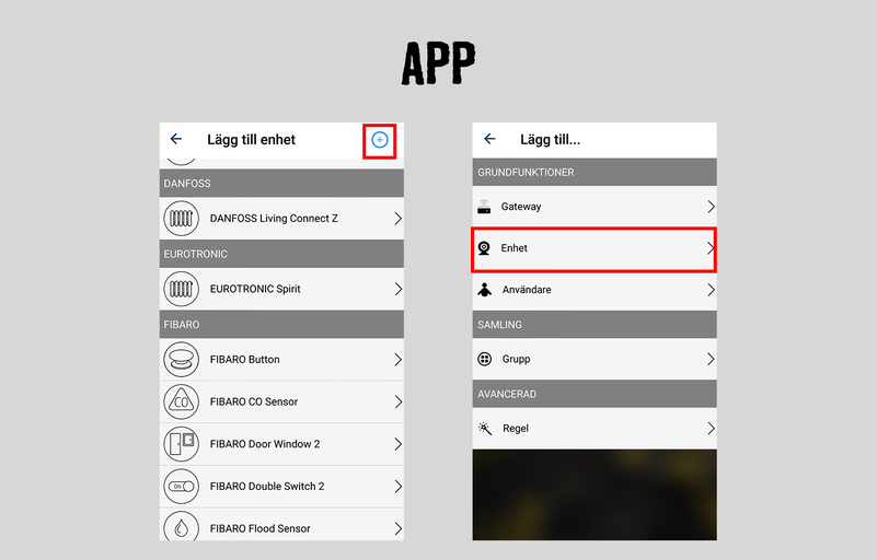 App-vy för att lägga till en enhet
