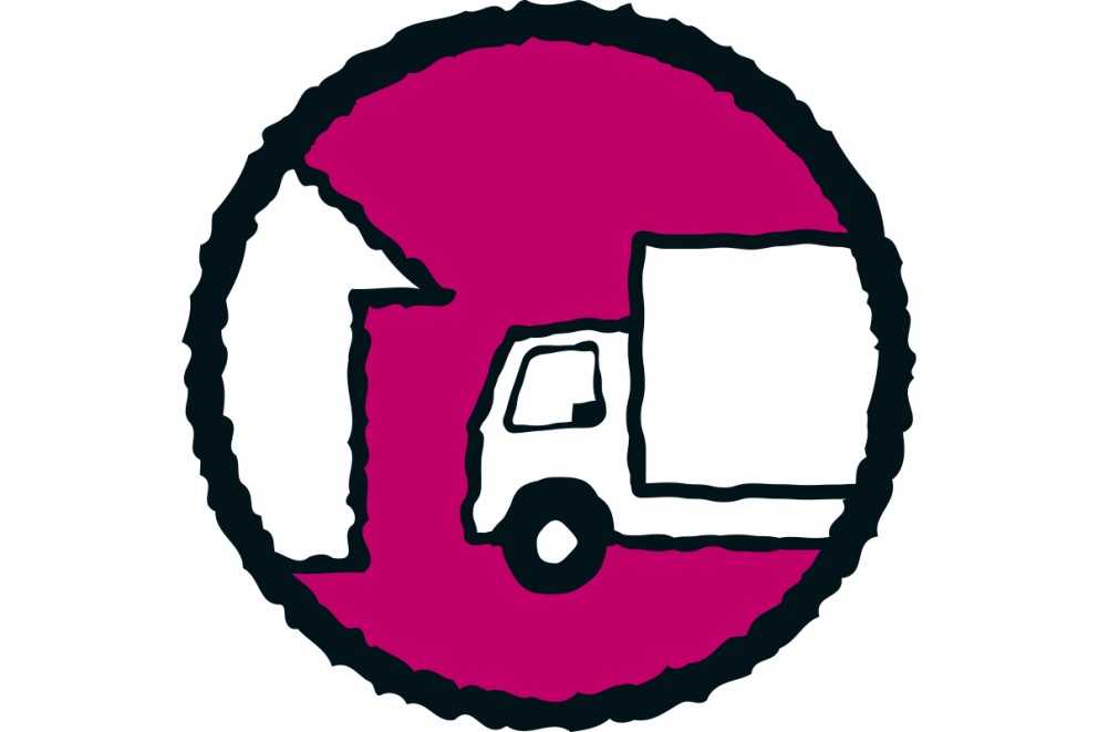 Lastbil med pil symbol