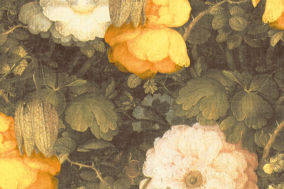Blomsterstilleben med rosor och blad