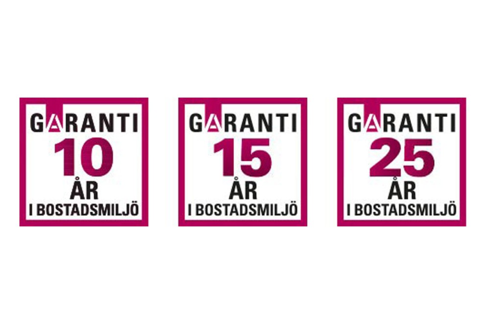 Garantisigill för 10, 15 och 25 år