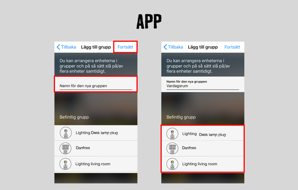 App-vy för att lägga till en enhetsgrupp