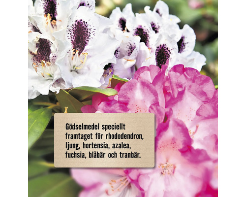 Gödselmedel speciellt framtaget för rhododendron, ljung, hortensia, azalea, fuchsia, blåbär och tranbär