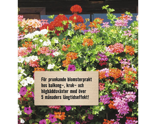 För prunkande blomsterprakt hos balkong-, kruk- och högbäddsväxter med över 5 månaders långtidseffekt!