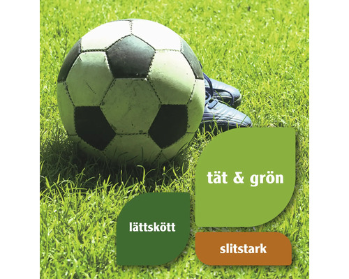 Fotboll på gräs med produktegenskaper