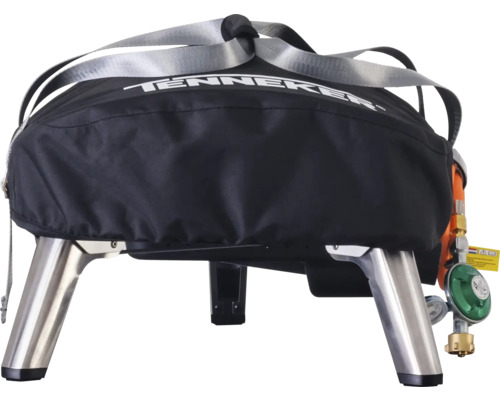 Bärbar gasolgrill med lock och bärremmar