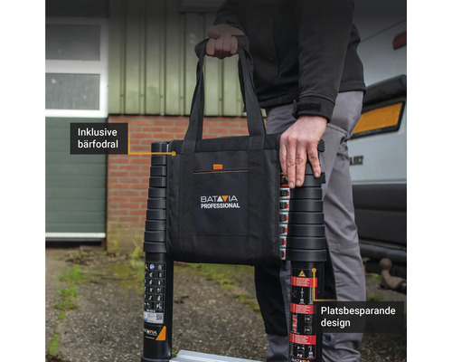 Teleskopstege med bärväska