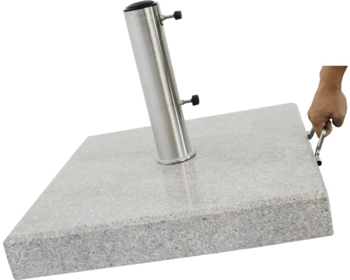 Parasollfot i granit med rostfritt stålrör