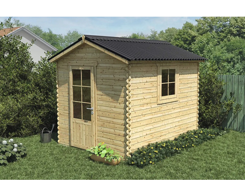 Trädgårdshus i trä med dörr och fönster