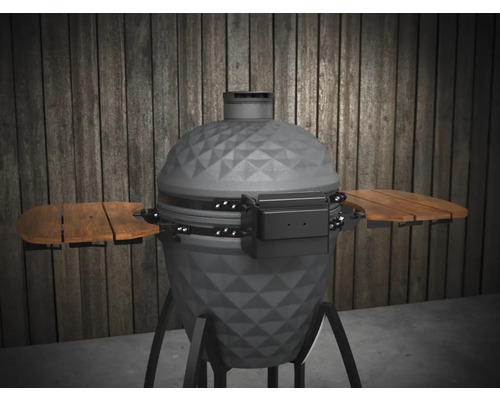 Keramisk grill med sidobord för utomhusbruk