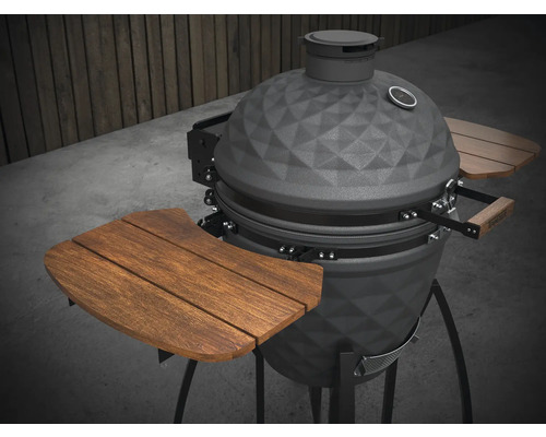 Keramisk grill med sidobord för trädgården