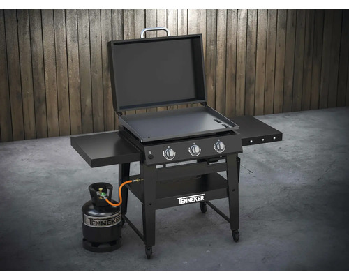 Tenker gasolgrillvagn med stekbord, sidobord och gasflaska