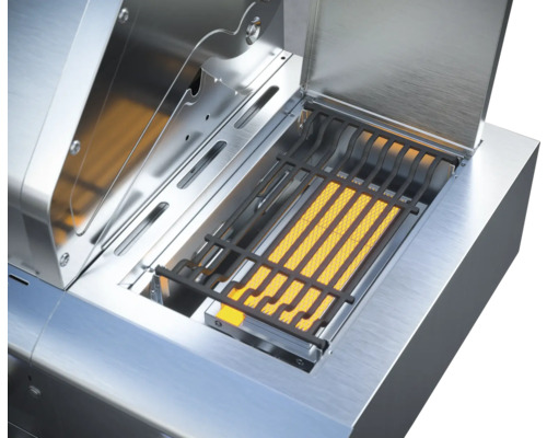 Detaljvy av en gasolgrill med grillgaller