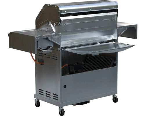 Grillvagn av metall med förvaringsutrymmen och hjul