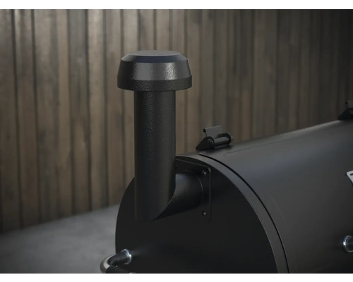 Detaljvy av rökkanalen på en svart rök