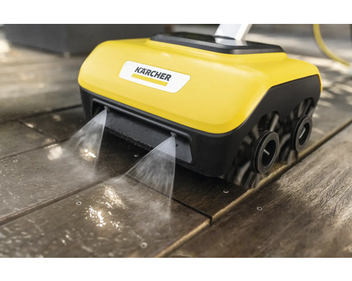 Kärcher ytrengörare används på en träaltan