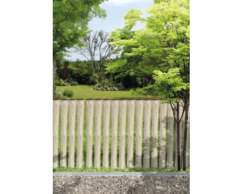 Trädgårdsscen med trästaket och gräsmatta