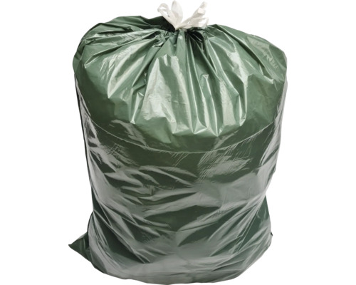 Fylld sopsäck av plast med förslutningsband