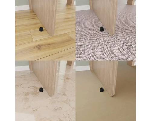 Collage med dörrstopp på laminat, matta, kakel och PVC-golv