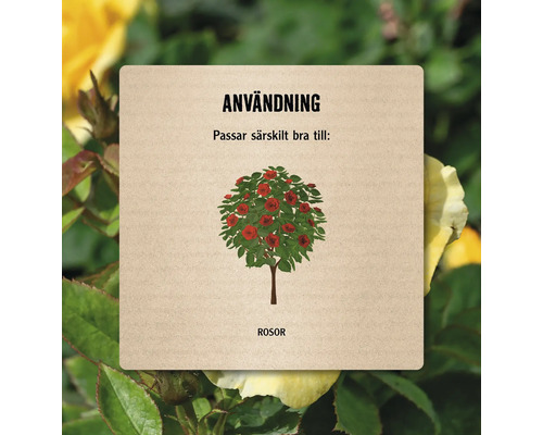 Informationsskylt: Användningsområde för rosor