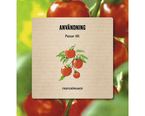 Informationsskylt: Användningsområde för fruktgrönsaker