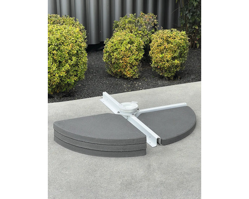 Parasollfot med halvcirkelformade vikter