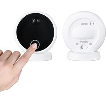 Trådlös övervakningskamera med finger på knappen