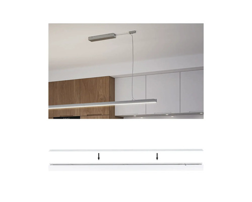 Hängande LED-lampa i kök med monteringsanvisning.