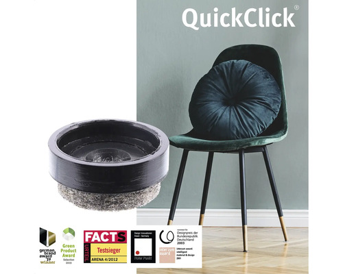 QuickClick möbelglidare och stol med kudde