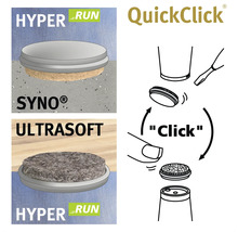 Hyper Run och Ultrasoft stolsglidare med QuickClick-system för enkel montering