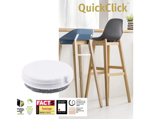 QuickClick möbelglider framför två barstolar