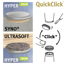 QuickClick utbytbara möbelglidare med Hyper Run och Ultrasoft-teknik