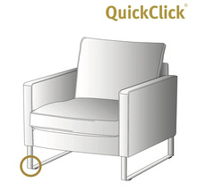 Bild av en fåtölj med QuickClick-logotypen
