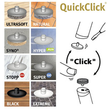 QuickClick-system med olika fästen för möbelglidare: Ultrasoft, Natural, Syno, Hyper Run, Stopp, Super Go, svart, Extreme