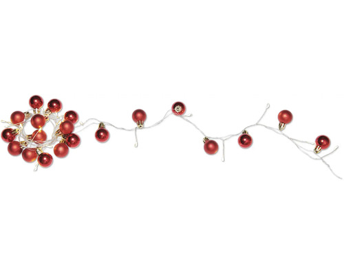 Ljusslinga med röda julgranskulor