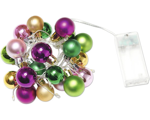 Ljuskedja med färgade kulor och batterifack