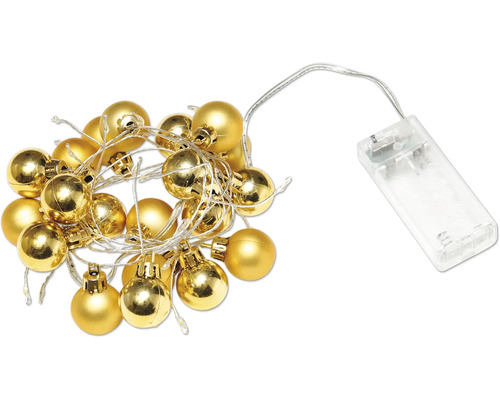 Gyllene kulformad ljusslinga med batterilåda