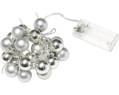 Ljusgirlang med silverfärgade kulor och batteridrift