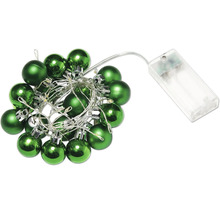 Ljusslinga med gröna julgranskulor och batteridrift